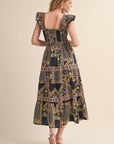 PREORDER: Sweet Spell Floral Midi Dress-Navy