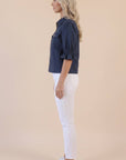 Seaside Zipper Front Jacket-Navy