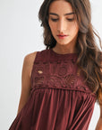 Desert Breeze Lace Maxi Dress-Chocolate