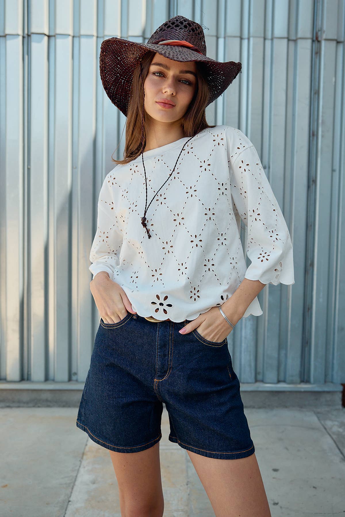 Eloria Eyelet Embroidered Top