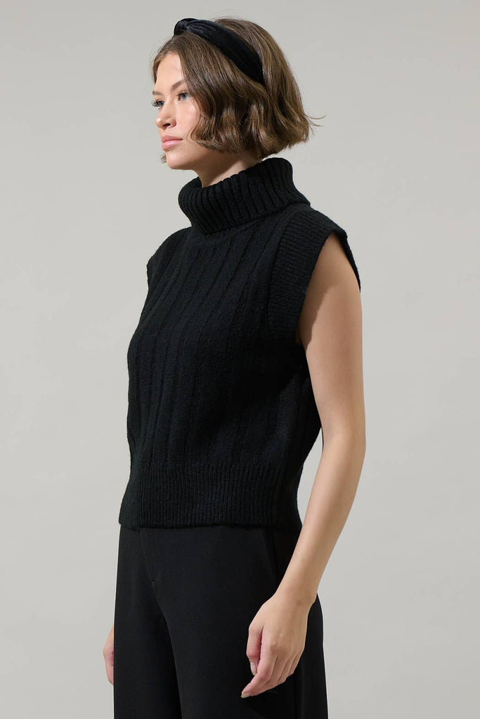 Fashion District Ribbed Sweater-Black