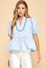 Pure Perfection Puff Sleeve Top-Light Blue