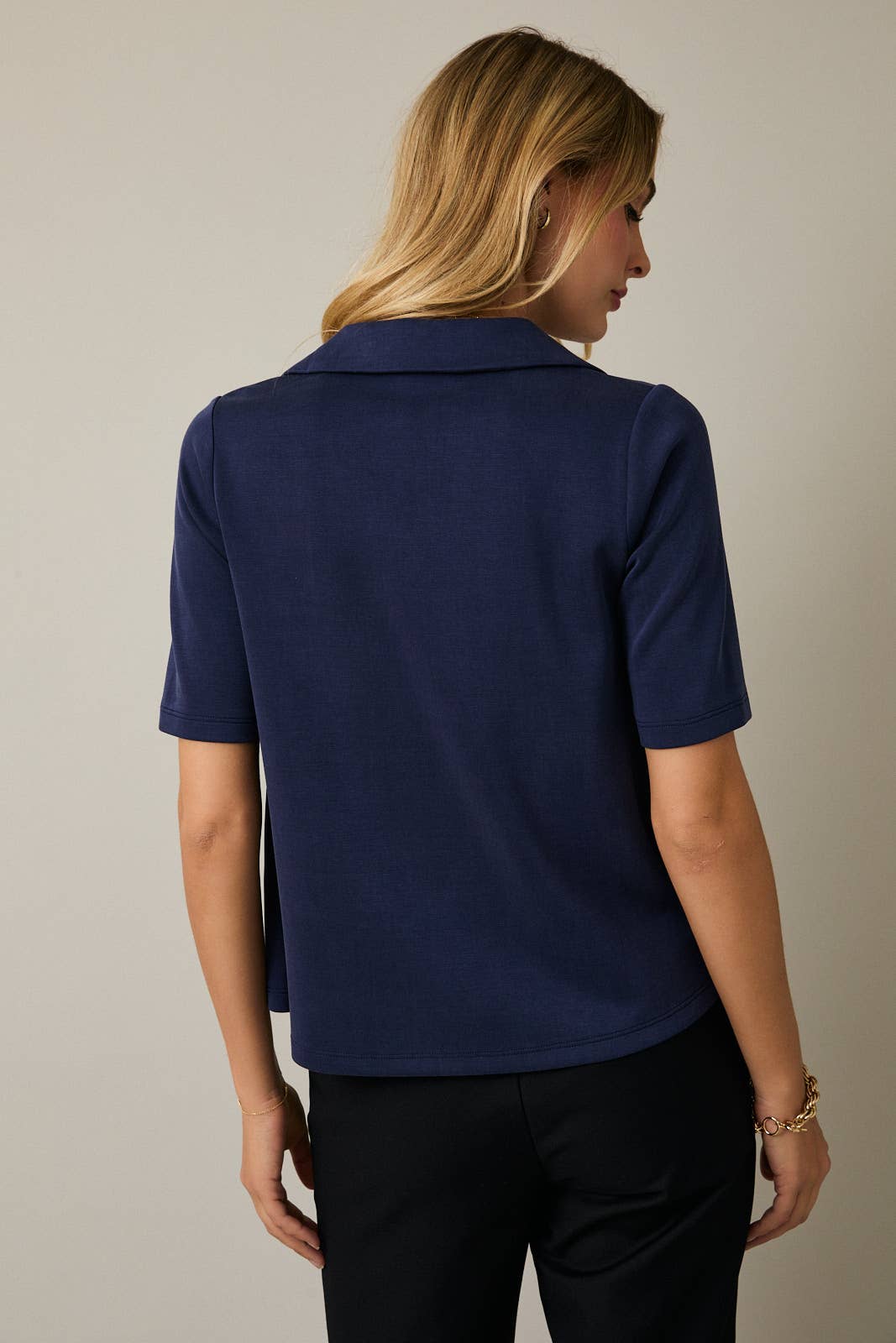 Office Chic Polo Top-Navy