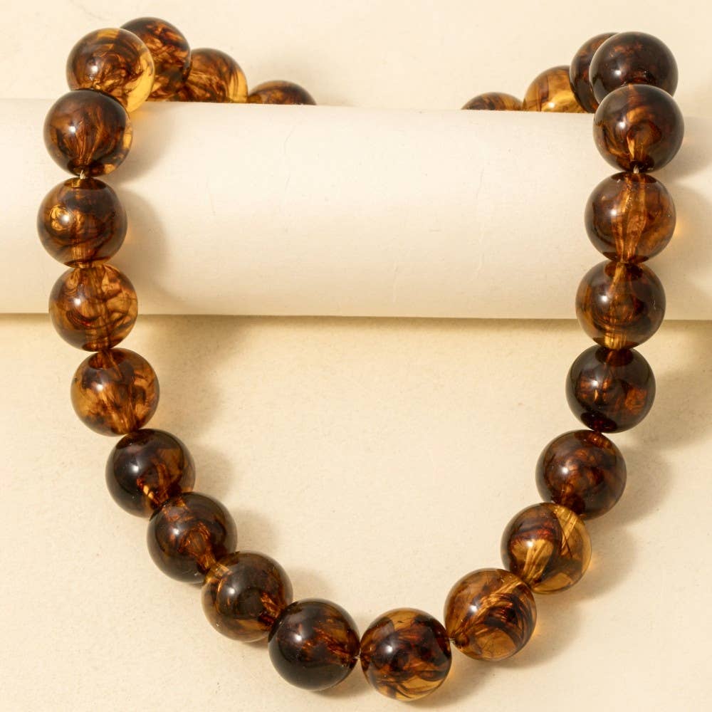 Tortoise Shell Ball Bead Necklace