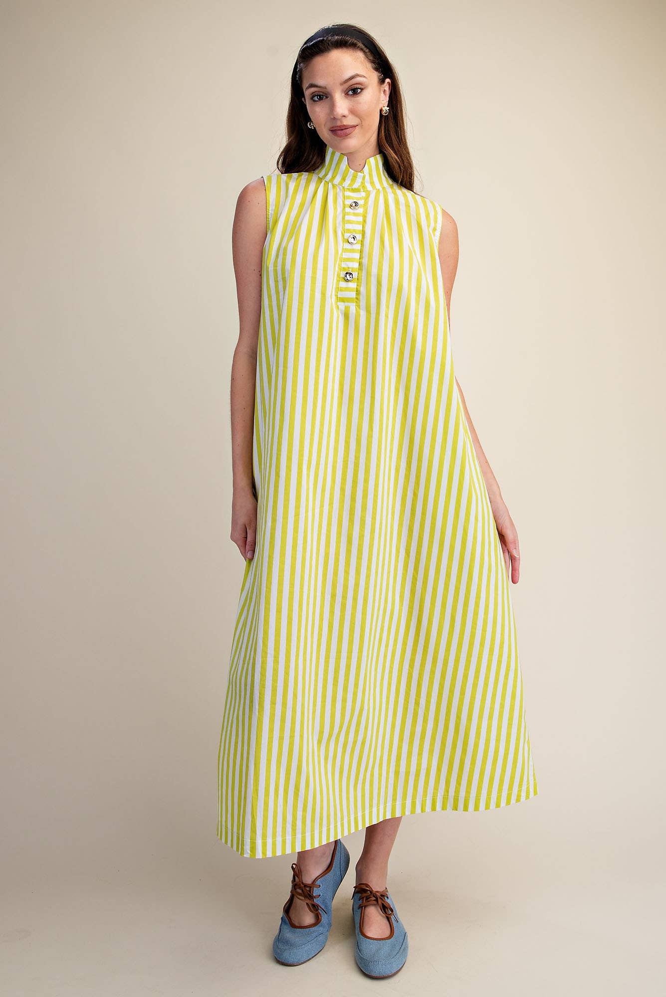 Nantucket Stripe Maxi Dress-Lime