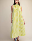 Nantucket Stripe Maxi Dress-Lime