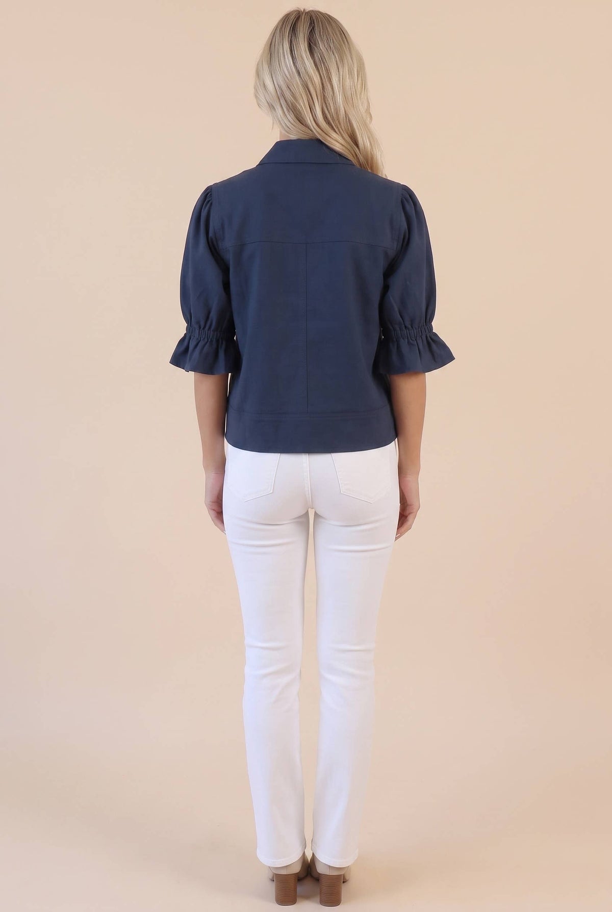 Seaside Zipper Front Jacket-Navy