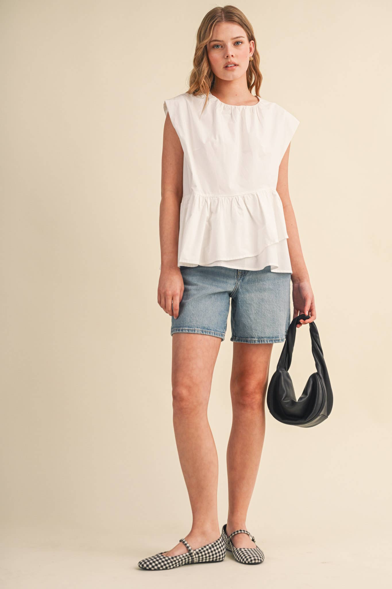 Sunday Melody Peplum Top-Off White