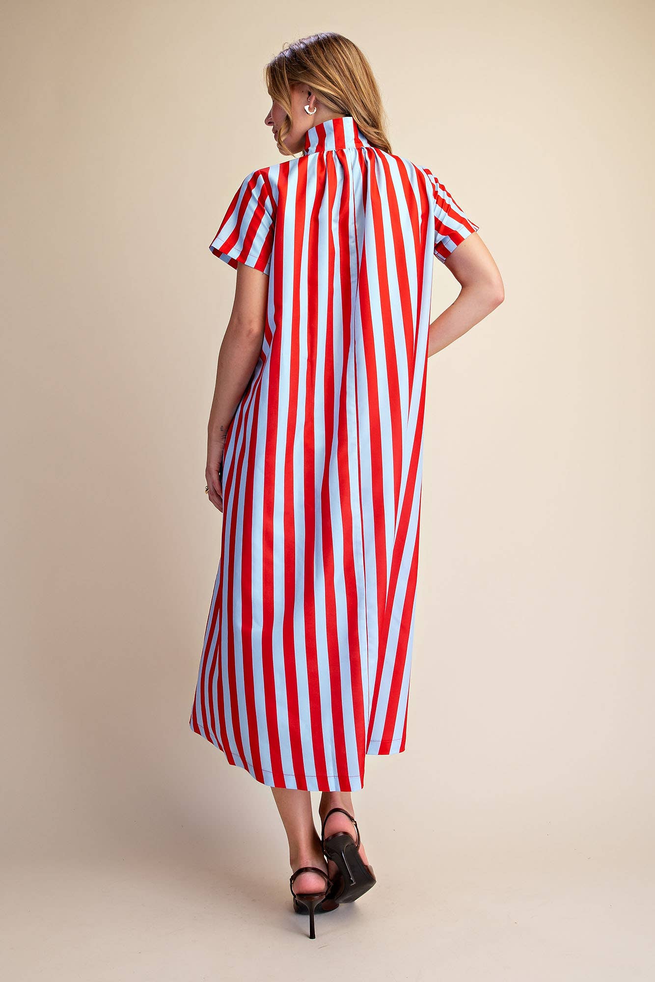 The Iconic Stripe Midi Dress-Plum