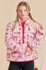 Christmas Toile Printed Quilted Jacket-Red