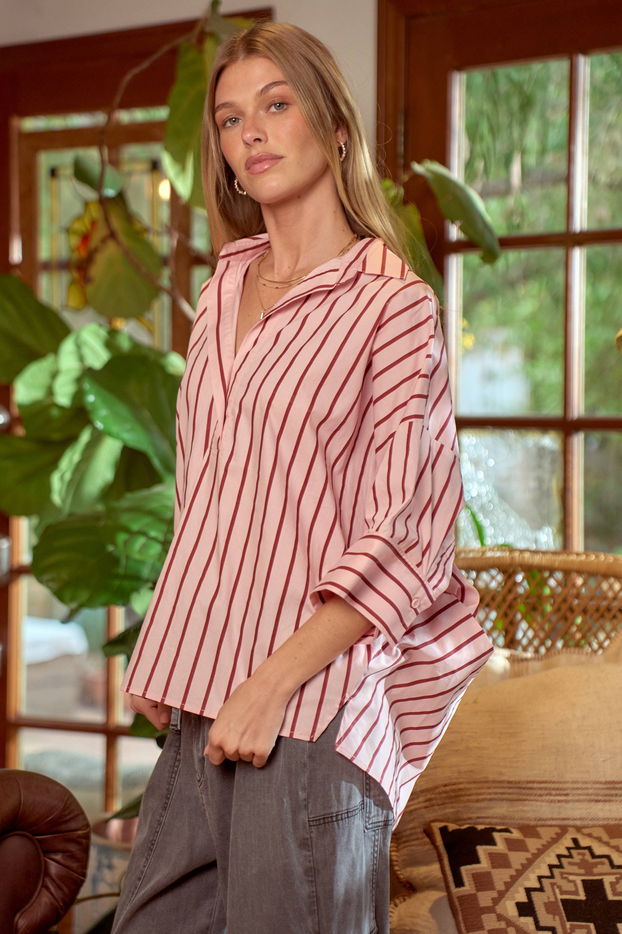 Happy Heart Oversized Striped Top