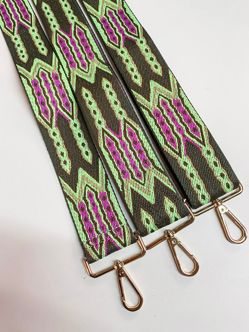 Mayan Print Bag Strap-Lime/Pink/Brown