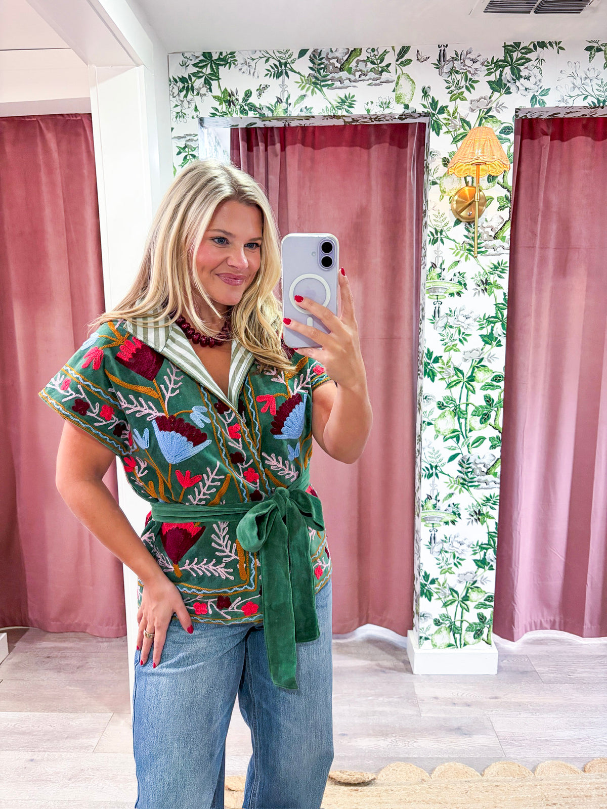 Rustic Retreat Velvet Jacket-Green