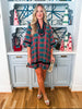 Holiday Cheer Plaid Mini Dress-Green