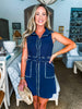 Bonjour Babe Collar Dress-Navy