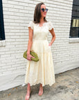 Easy Like Sunday Embroidered Midi Dress-Ivory