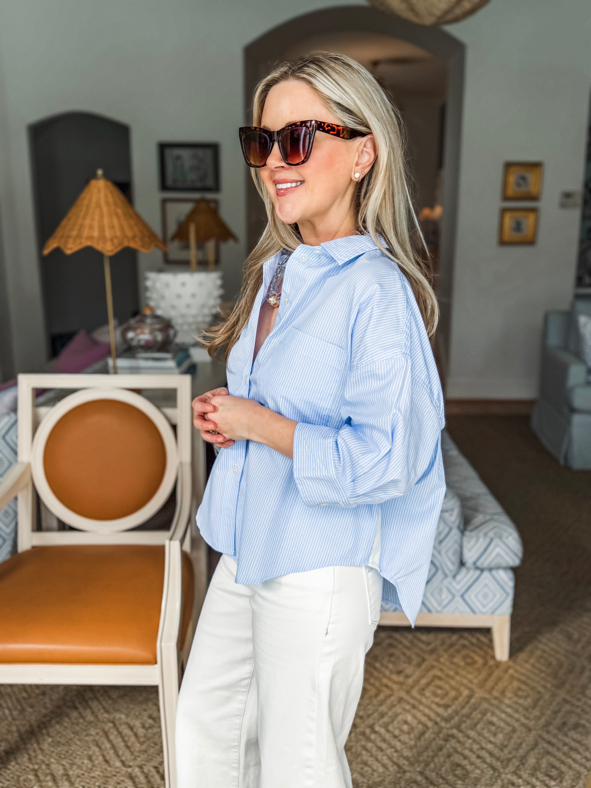 The Bellemar Striped Top- Blue