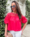 Sheer Romance Bubble Top-Raspberry Pink