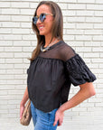 Sheer Romance Bubble Top-Black