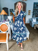 Meadow Moment Floral Midi Dress-Navy