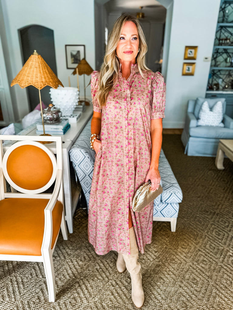 Misty Pink Floral Dress