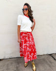 Rope Me In Midi Skirt-Red