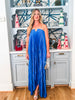 Moonglade Pleated Maxi Dress-Blue Quartz