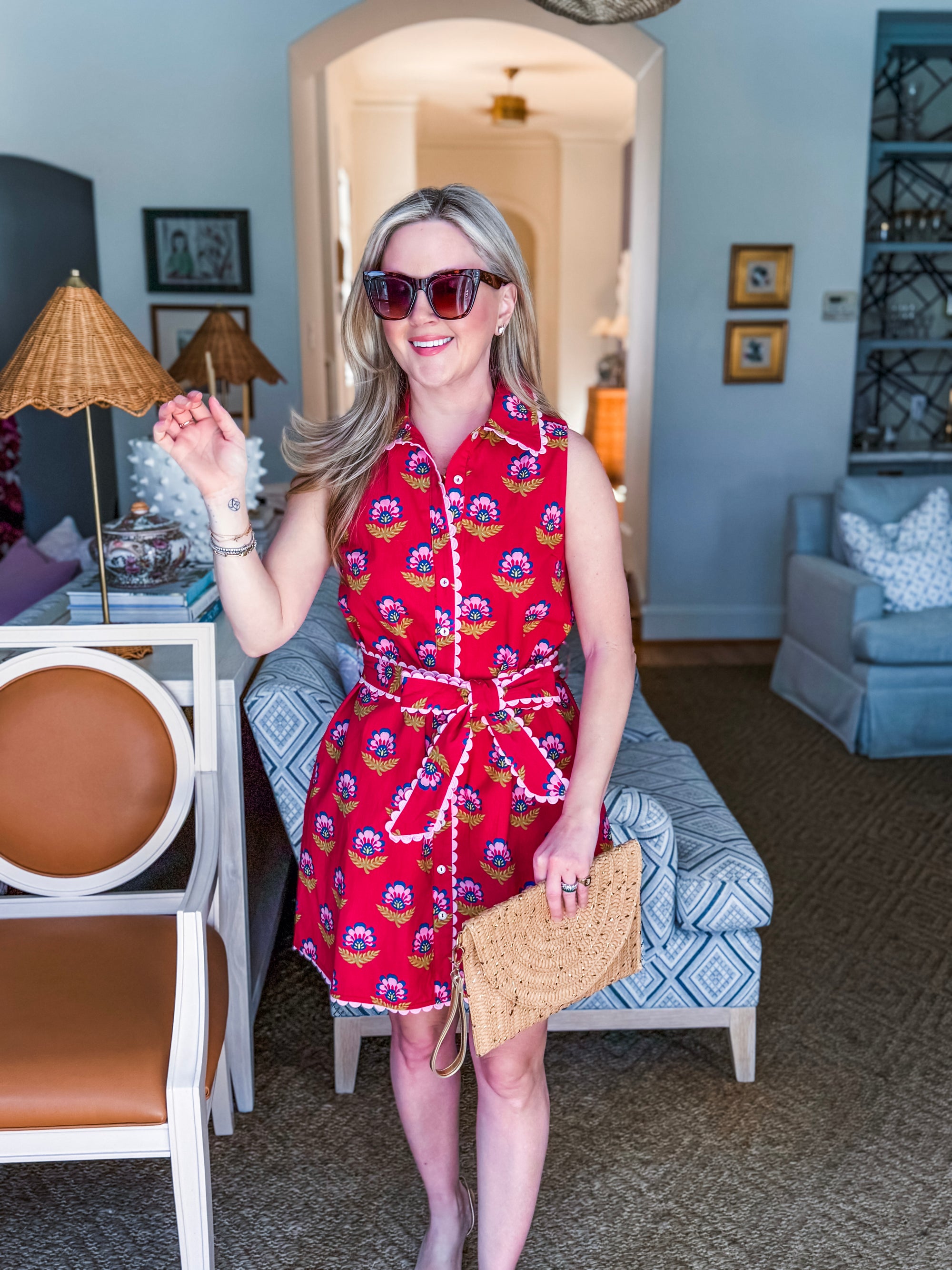 Meet-Cute Belted Floral Dress