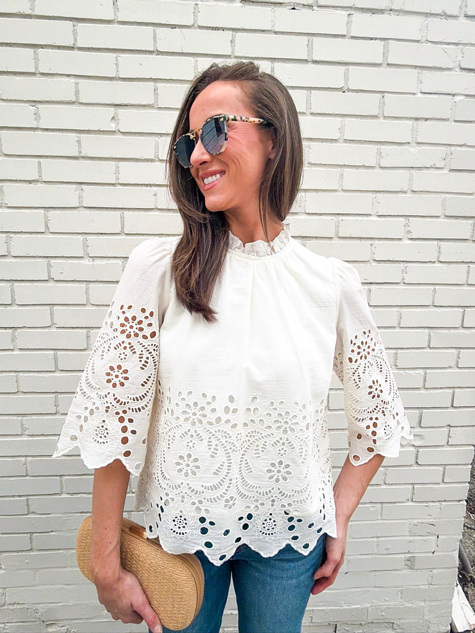 Baby's Breath Floral Eyelet Top