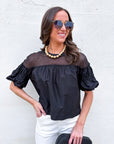 Sheer Romance Bubble Top-Black
