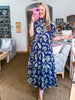 Season of Style Floral Midi Dress-Navy