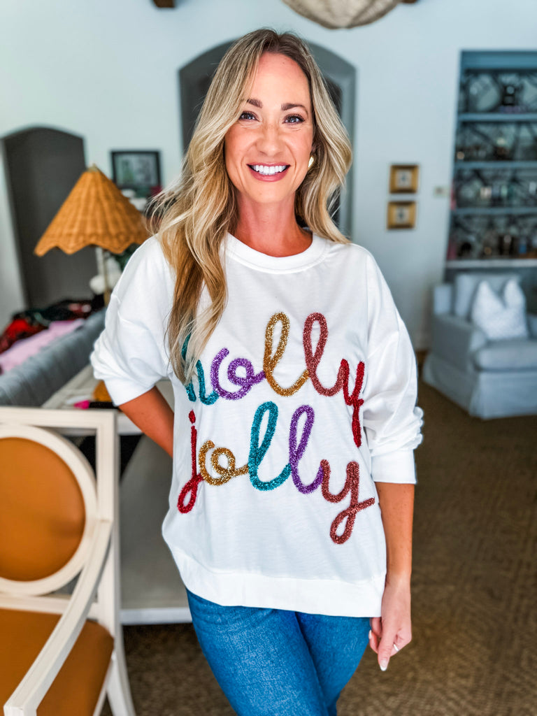 Holly Jolly Christmas Pullover-Off White
