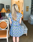 Citron Bloom Dress-Blue