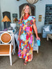 Sunset Palms Floral Midi Dress