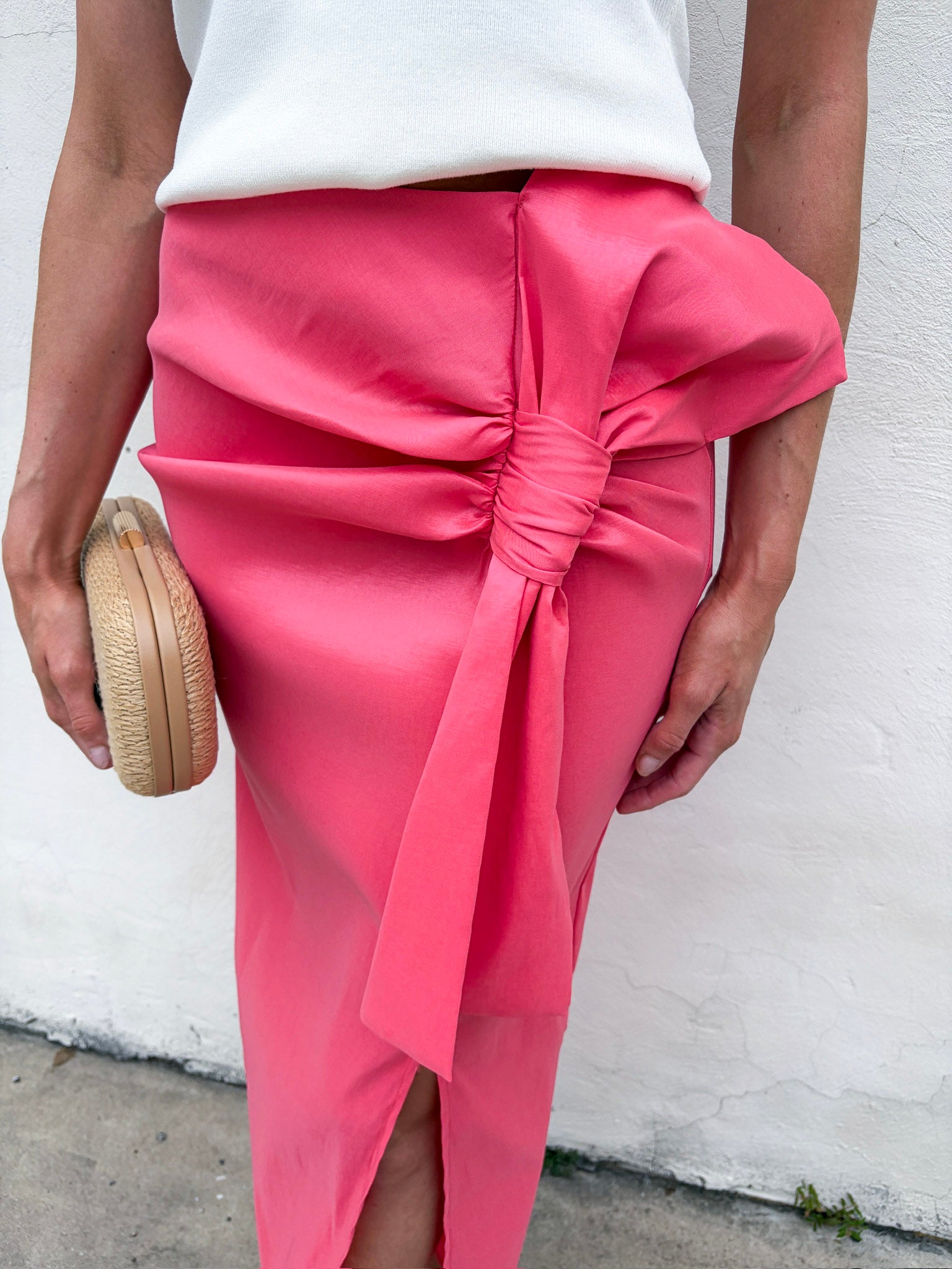Coral Crush Midi Skirt