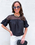 Sheer Romance Bubble Top-Black