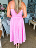 Flower Bow Midi Dress- Pink Lilac