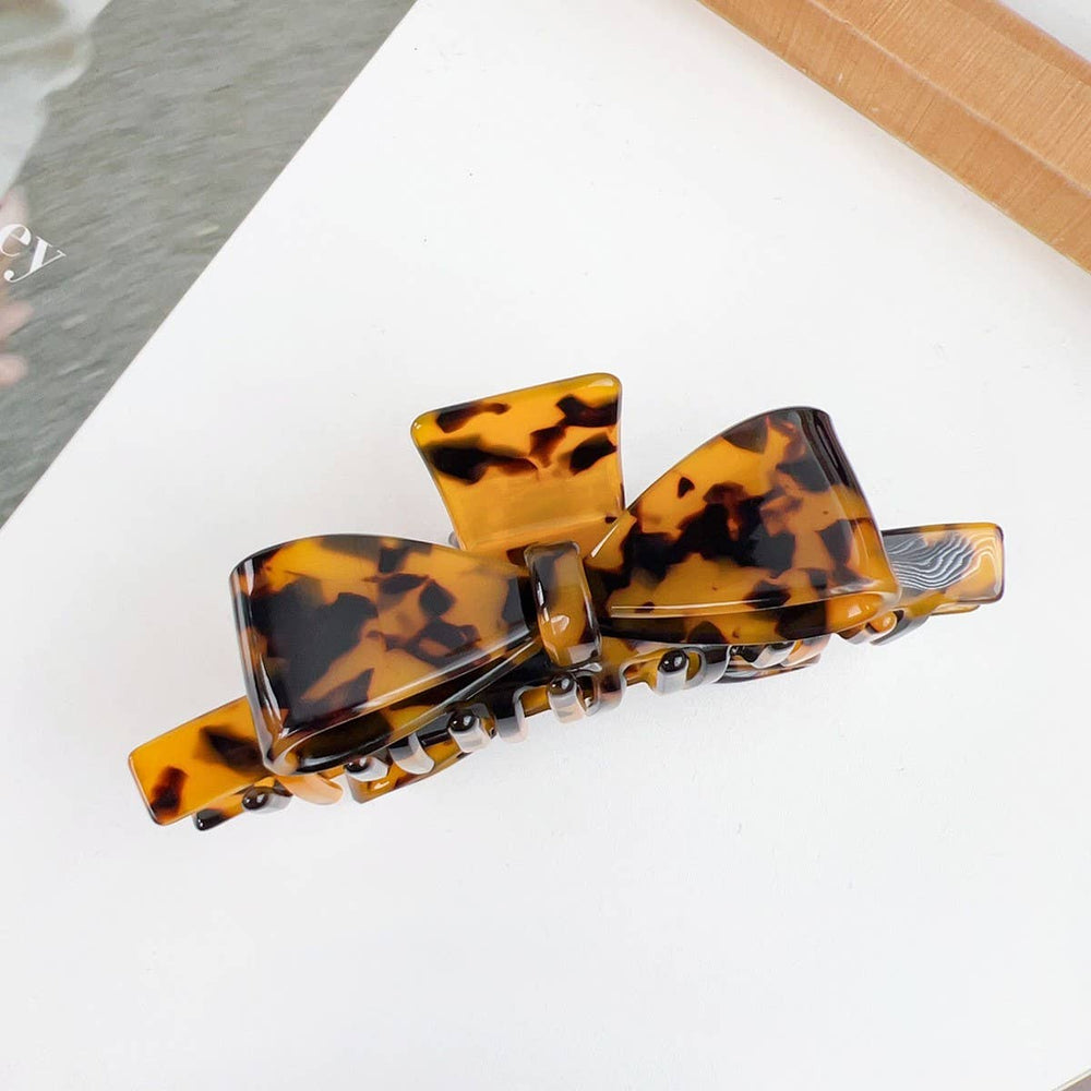 Vintage Bow Hair Clip-Dark Leopard