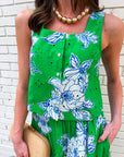 Soft Bloom Sleeveless Top-Green