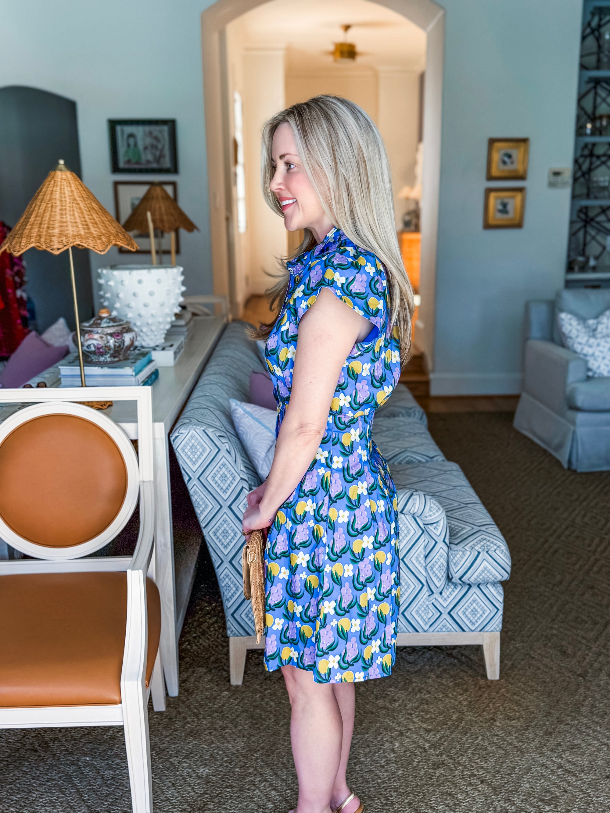 Citron Bloom Dress-Blue