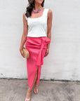 Coral Crush Midi Skirt