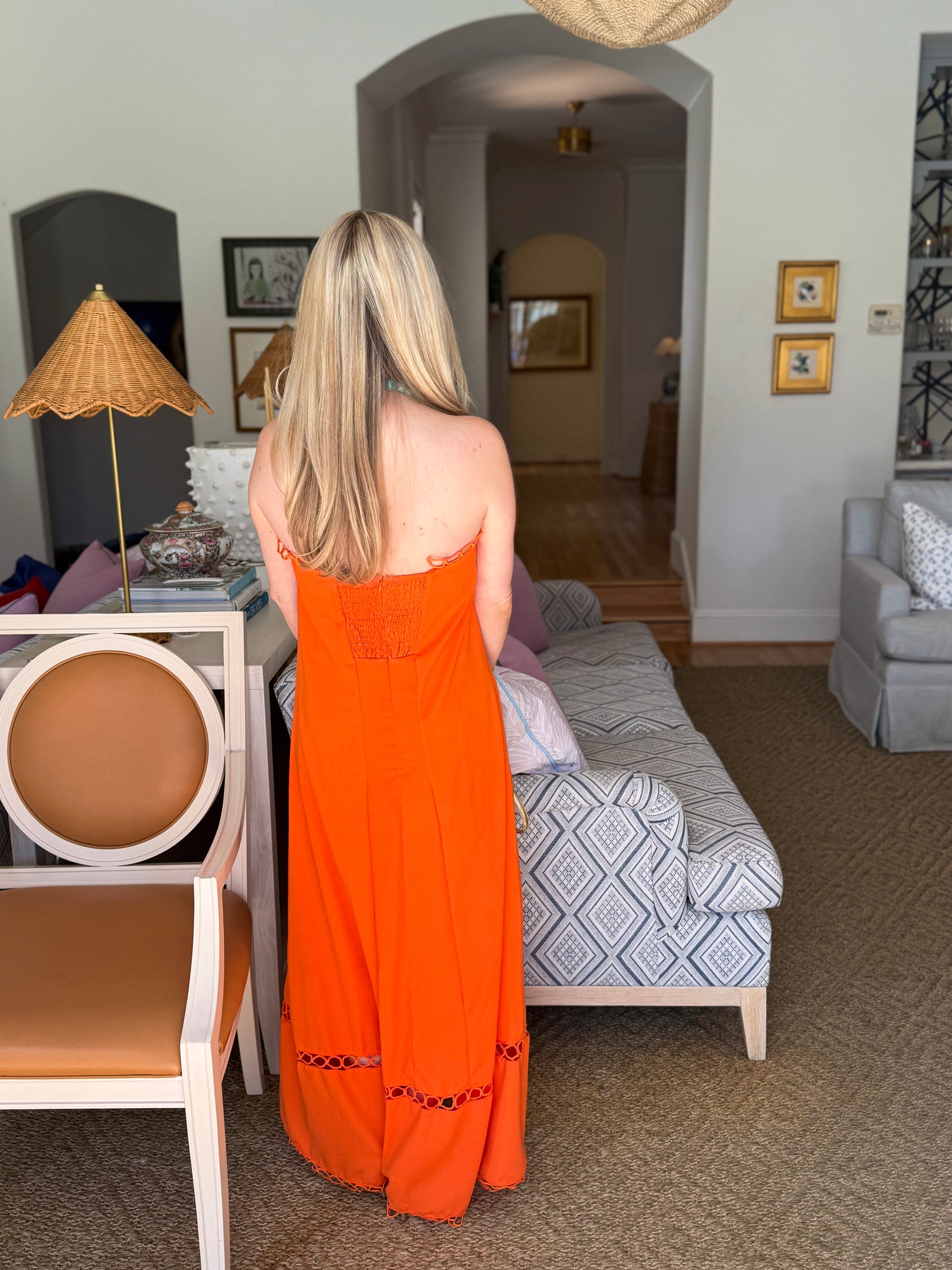 Summer Glam Strapless Dress-Orange