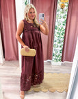 Desert Breeze Lace Maxi Dress-Chocolate