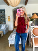 Skyline Chic Pleated Top-Burgundy