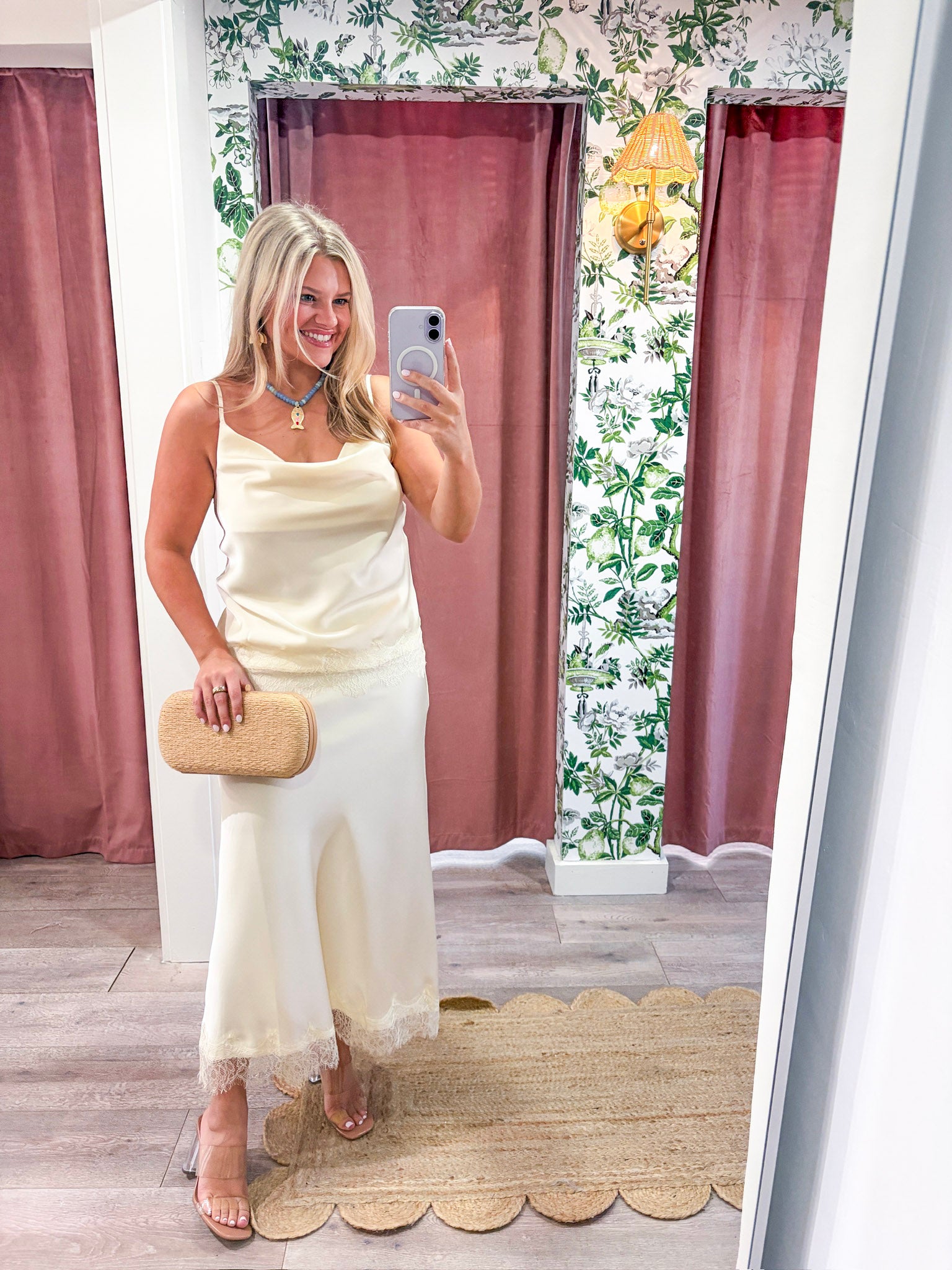 Lace Allure Midi Skirt-Cream