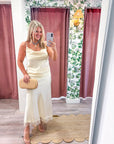 Lace Allure Midi Skirt-Cream