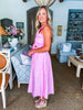 Flower Bow Midi Dress- Pink Lilac