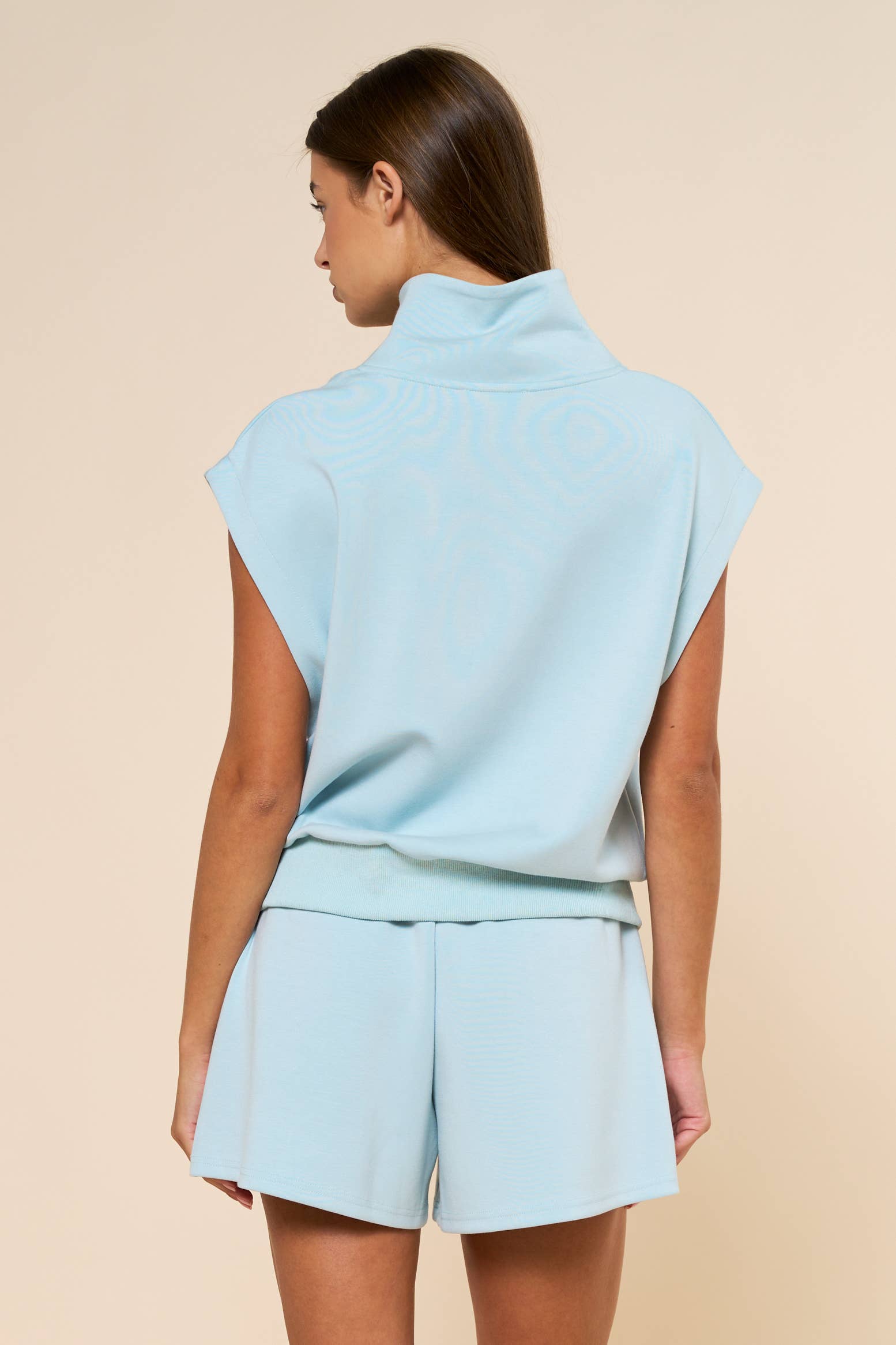 Sunny Side Zip Knit Top-Light Blue