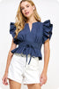 Whirlwind Romance Poplin Top-Navy