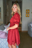 Petals And Pinot Eyelet Mini Dress-Brick